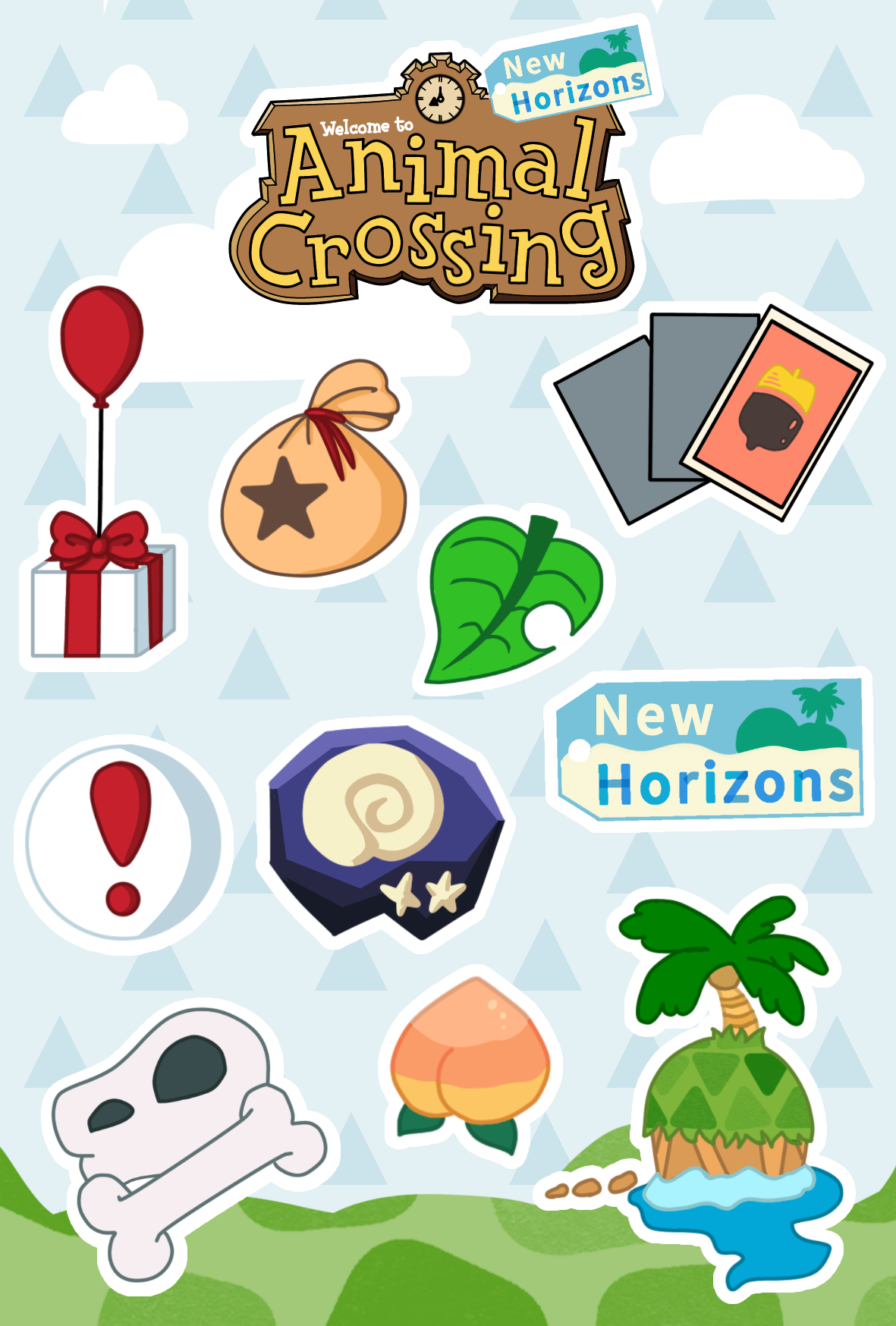 Animal Crossing Items Sticker Sheet